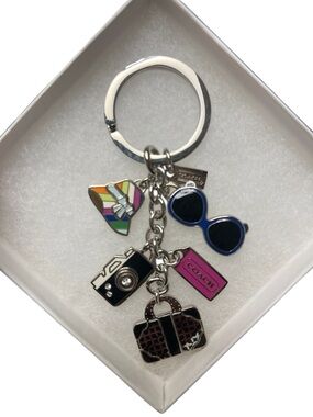COACH Multicolor Charm Keyring with Sunglasses, Hat, Camera and Bag
